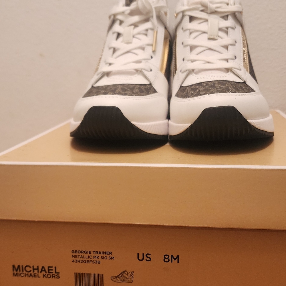 Michael Kors White and Black High-Top Sneakers